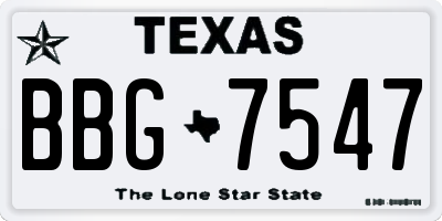 TX license plate BBG7547
