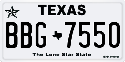 TX license plate BBG7550