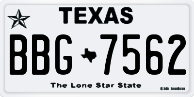 TX license plate BBG7562