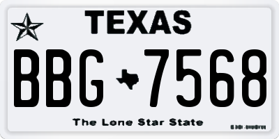 TX license plate BBG7568