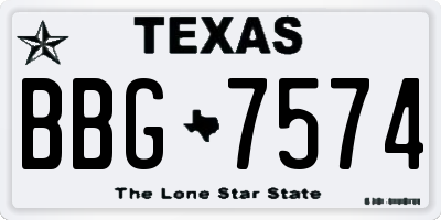 TX license plate BBG7574