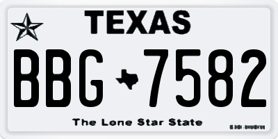 TX license plate BBG7582