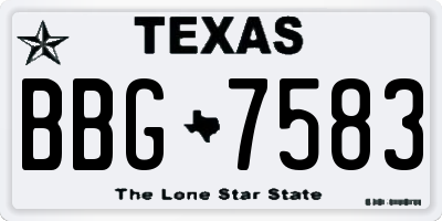 TX license plate BBG7583