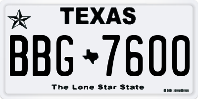 TX license plate BBG7600
