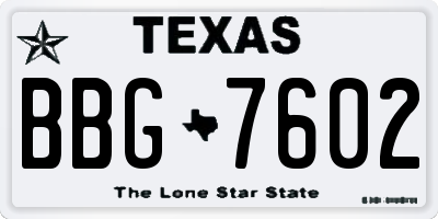 TX license plate BBG7602