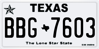 TX license plate BBG7603