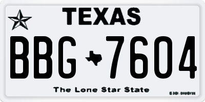TX license plate BBG7604