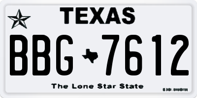 TX license plate BBG7612