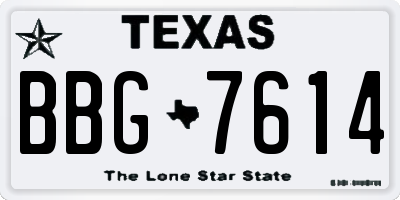 TX license plate BBG7614