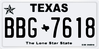 TX license plate BBG7618