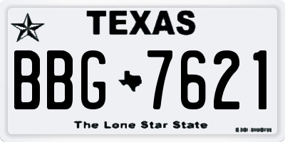 TX license plate BBG7621