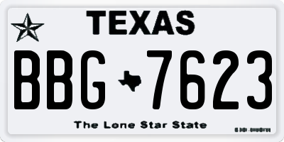 TX license plate BBG7623