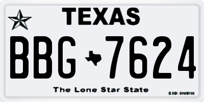 TX license plate BBG7624