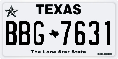 TX license plate BBG7631