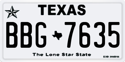 TX license plate BBG7635