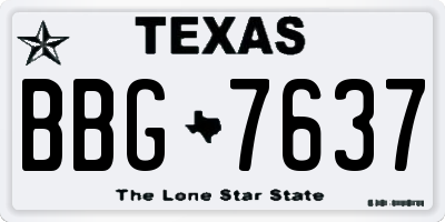 TX license plate BBG7637