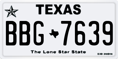 TX license plate BBG7639