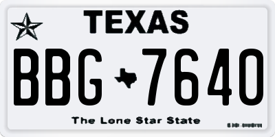TX license plate BBG7640
