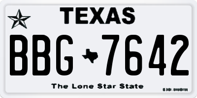 TX license plate BBG7642