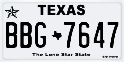 TX license plate BBG7647