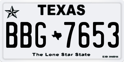 TX license plate BBG7653