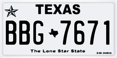 TX license plate BBG7671