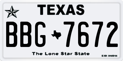 TX license plate BBG7672