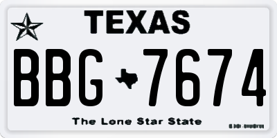 TX license plate BBG7674
