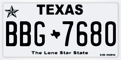 TX license plate BBG7680