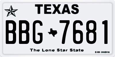 TX license plate BBG7681