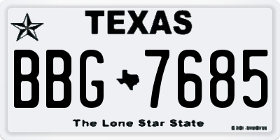 TX license plate BBG7685