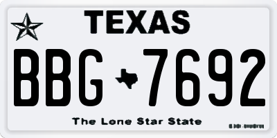 TX license plate BBG7692