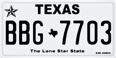 TX license plate BBG7703