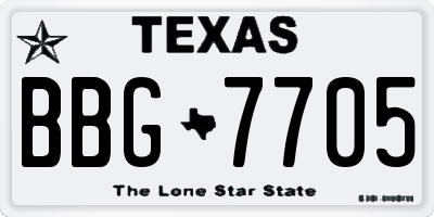 TX license plate BBG7705