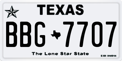 TX license plate BBG7707