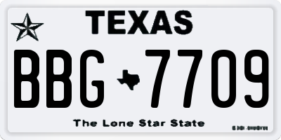 TX license plate BBG7709