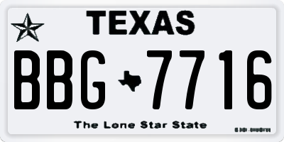 TX license plate BBG7716