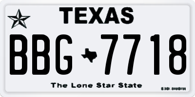 TX license plate BBG7718