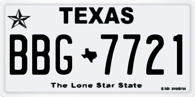 TX license plate BBG7721