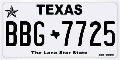 TX license plate BBG7725