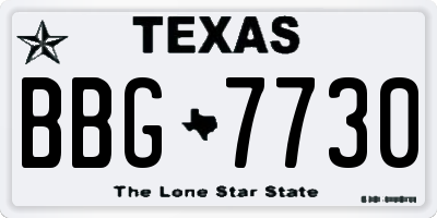 TX license plate BBG7730