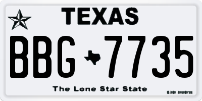 TX license plate BBG7735