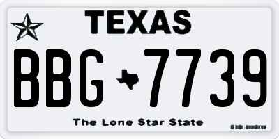 TX license plate BBG7739