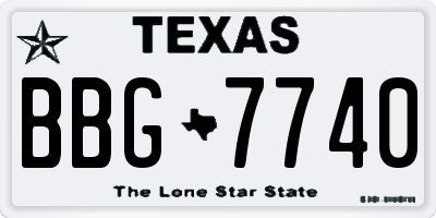 TX license plate BBG7740