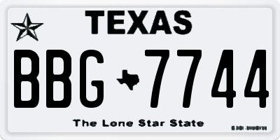 TX license plate BBG7744