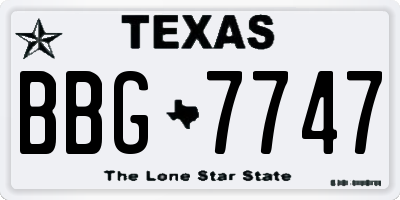 TX license plate BBG7747