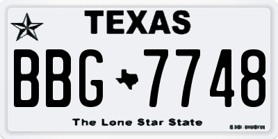 TX license plate BBG7748
