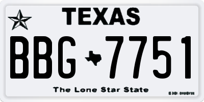 TX license plate BBG7751