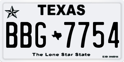 TX license plate BBG7754