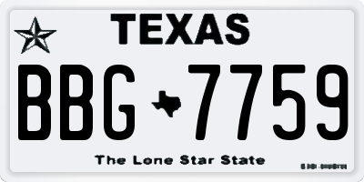 TX license plate BBG7759
